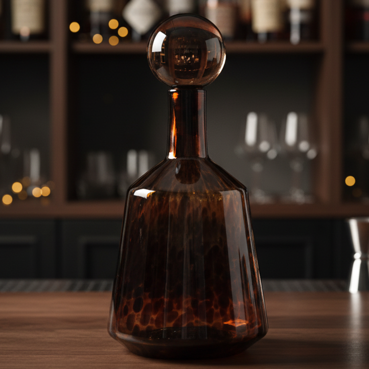 Large Amber Leopard Print Glass Apothecary Bottle 41cm