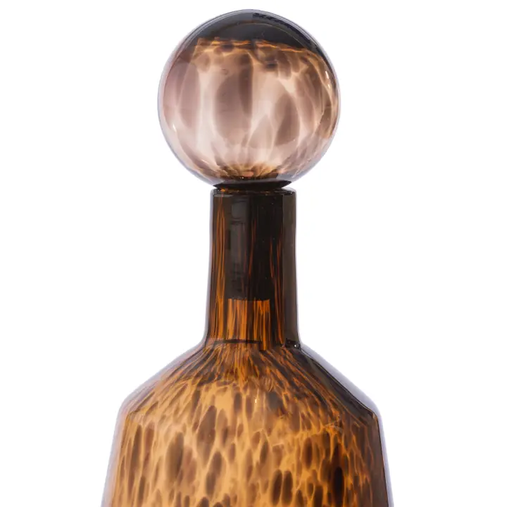 Large Amber Leopard Print Glass Apothecary Bottle 41cm