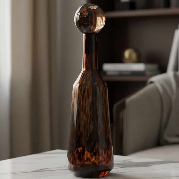 Tall Amber Leopard Print Glass Apothecary Bottle 52.5cm