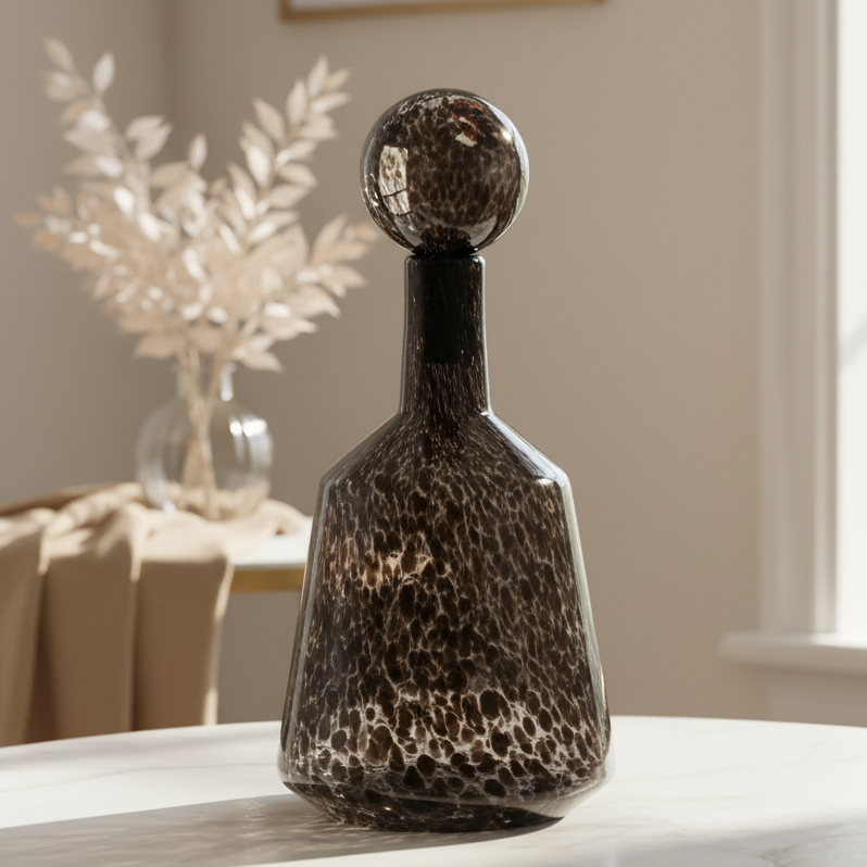 Large Clear Leopard Print Glass Apothecary Bottle 41cm