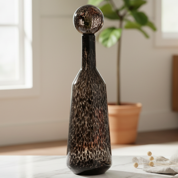 Tall Clear Leopard Print Glass Apothecary Bottle 52.5cm
