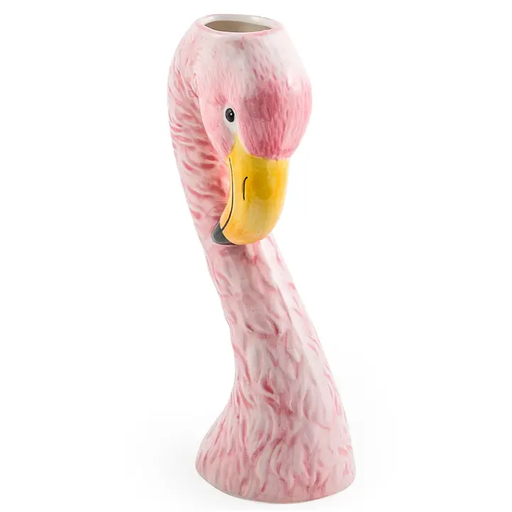 Small Ceramic Pink Flamingo Head Vase 25.5cm