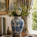 White & Blue Ceramic Tropical Bird Vase 33cm
