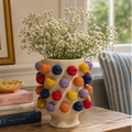 Ceramic Multi-Colour "Pom Pom" Vase 24cm