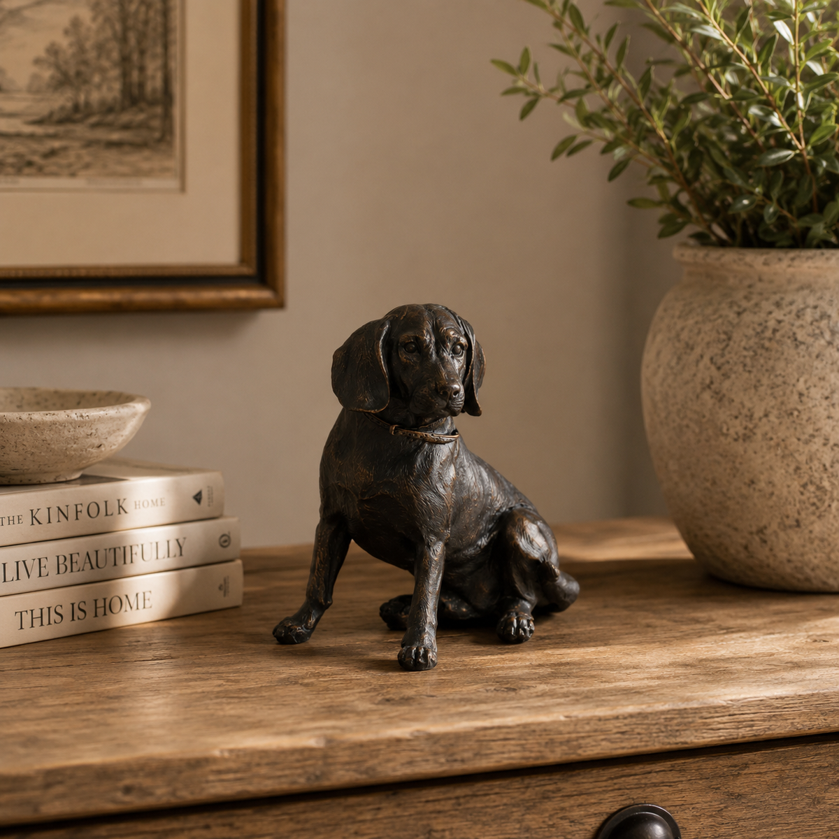 Sitting Spaniel In Antique Bronze 17cm