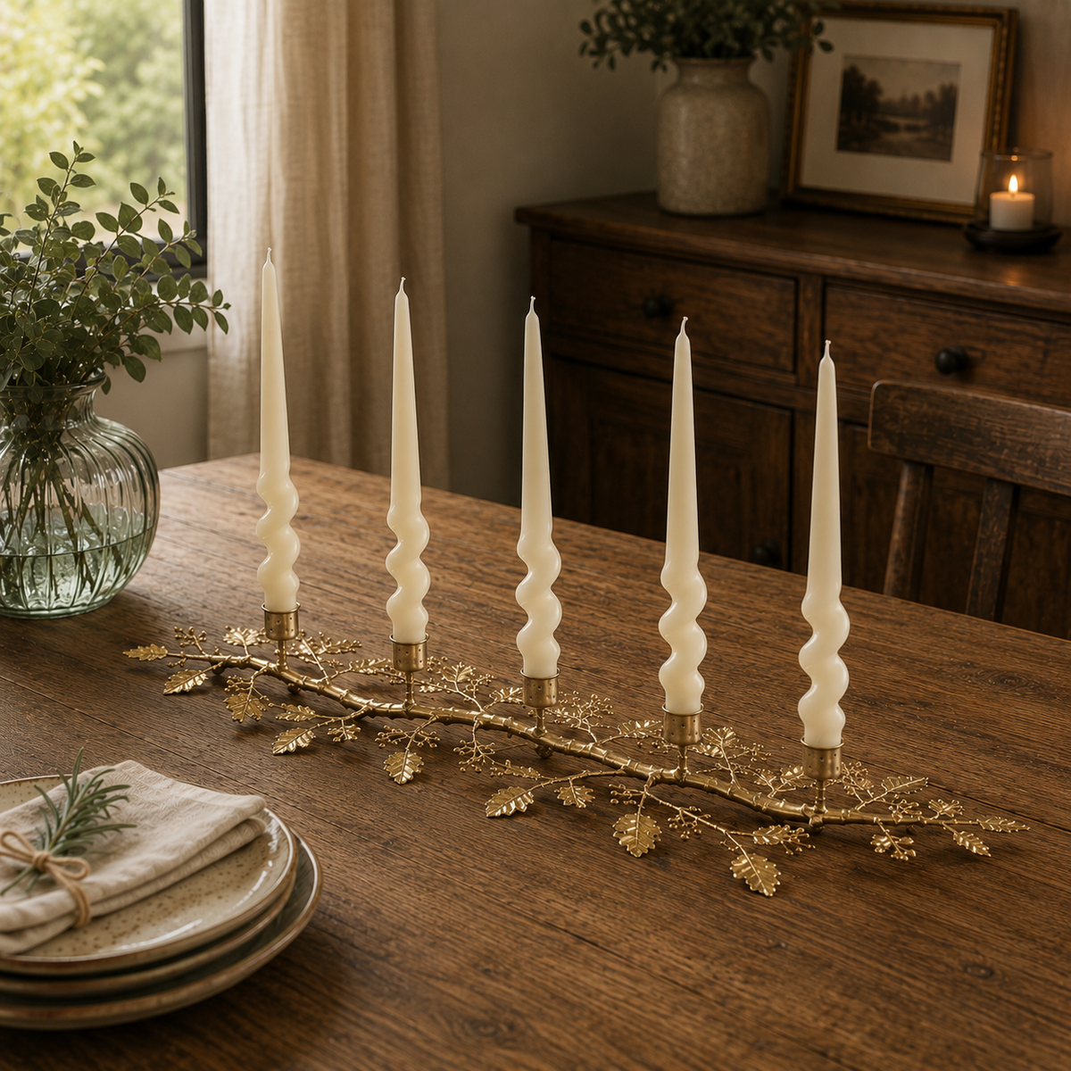 Antique Gold Effect Branch Candle Holder 53cm