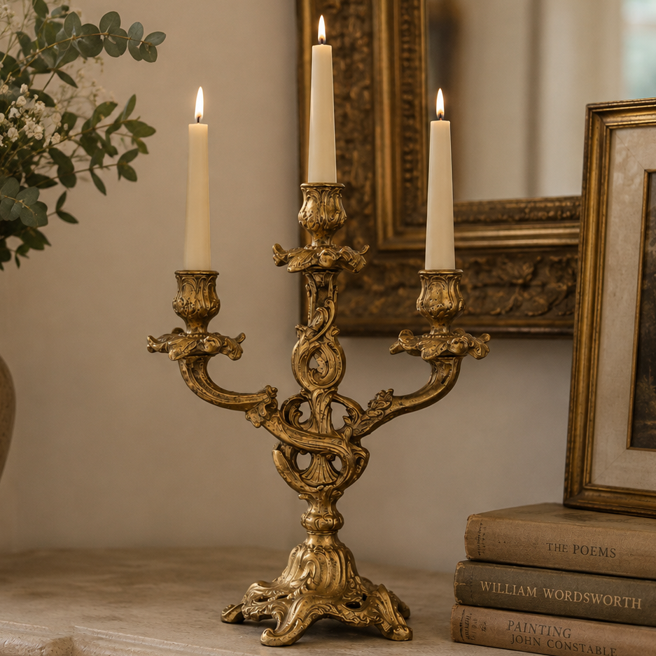 Antique Gold Ornate Candelabra 35.2cm
