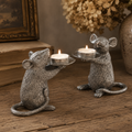 Pair of Silver Mouse Candle Holders 16.5cm