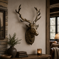 Large Antique Silver Stag Wall Head 84cm