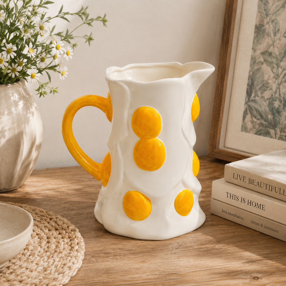 Multi Fried Egg Ceramic Serving Jug 22cm