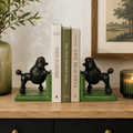Cast Iron Antiqued Pair of Black Poodle Bookends 14.5cm each