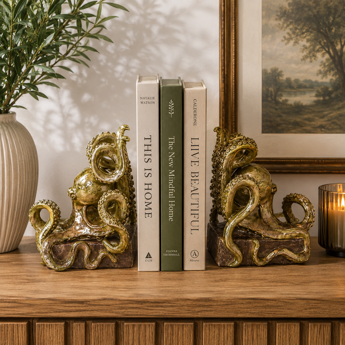 Gold Octopus Pair of Bookends 20cm each